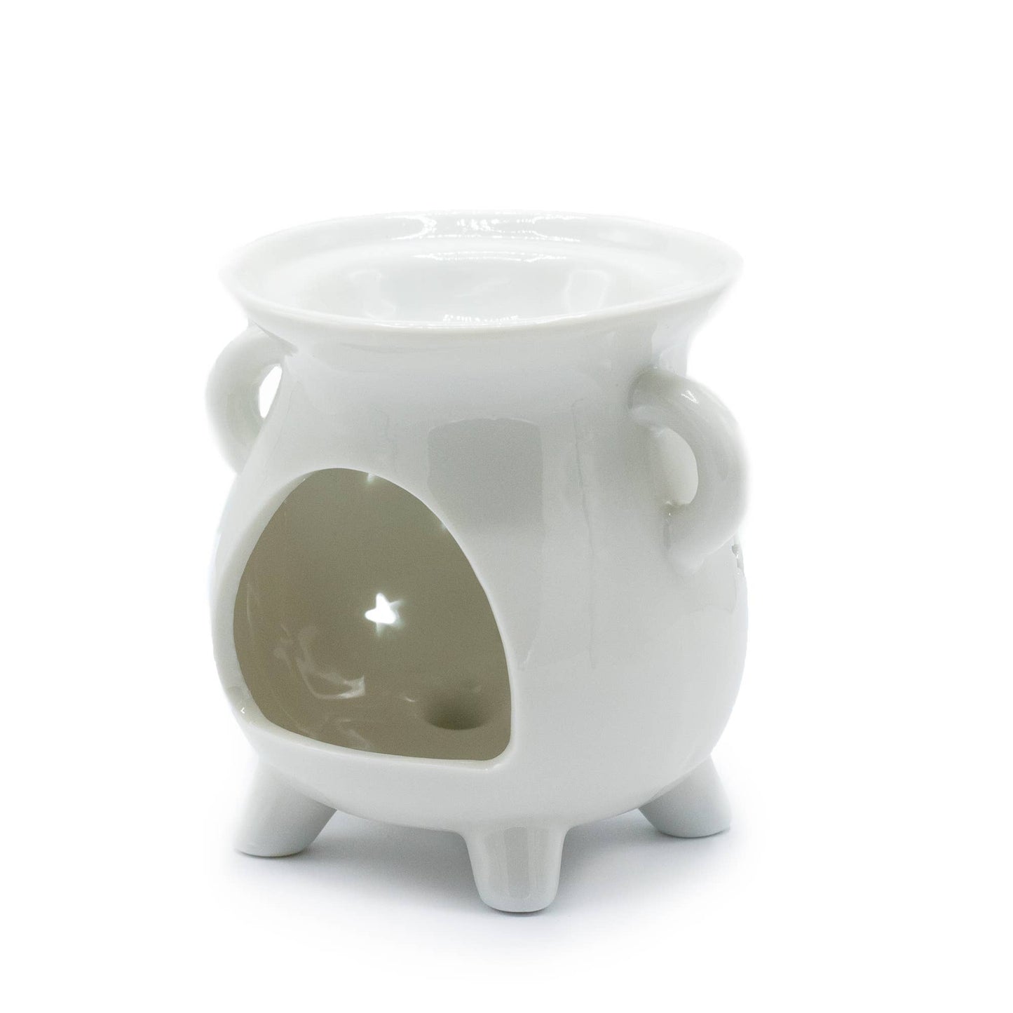 Cauldron Oil Burner - Moon Phase - White