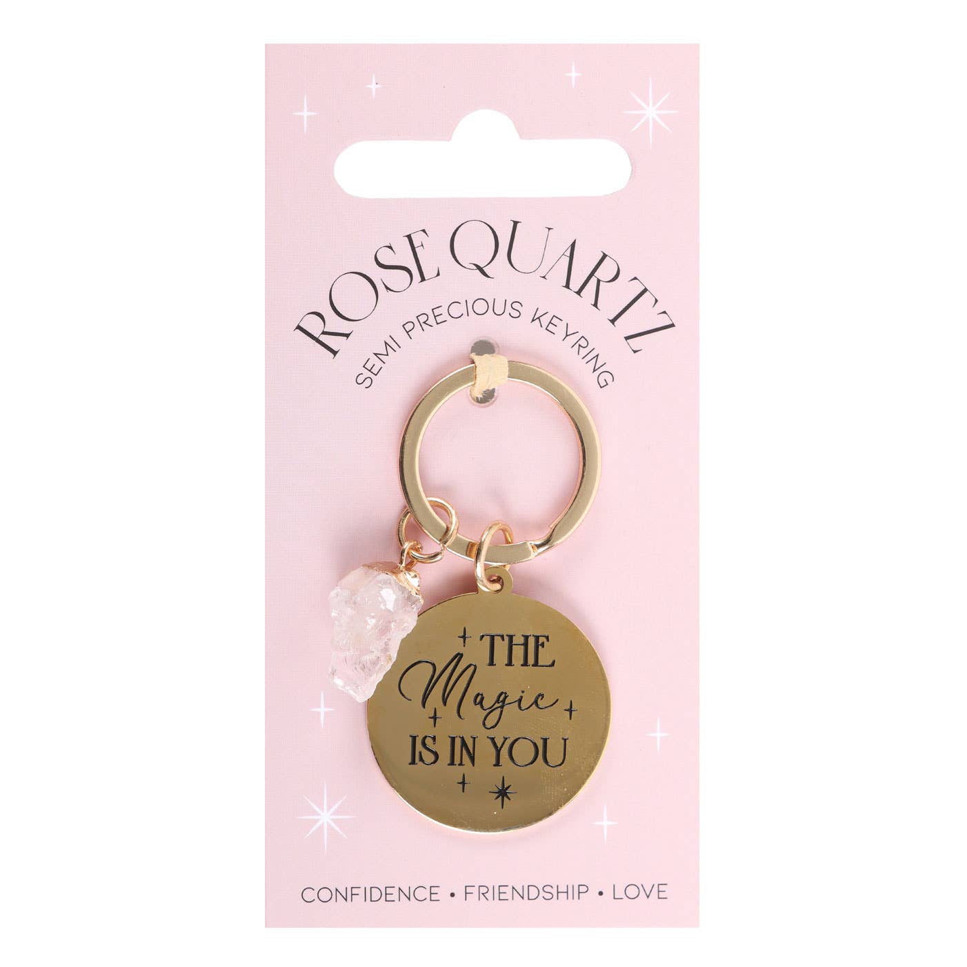 'The Magic Is In You' Rose Quartz Crystal Keyring