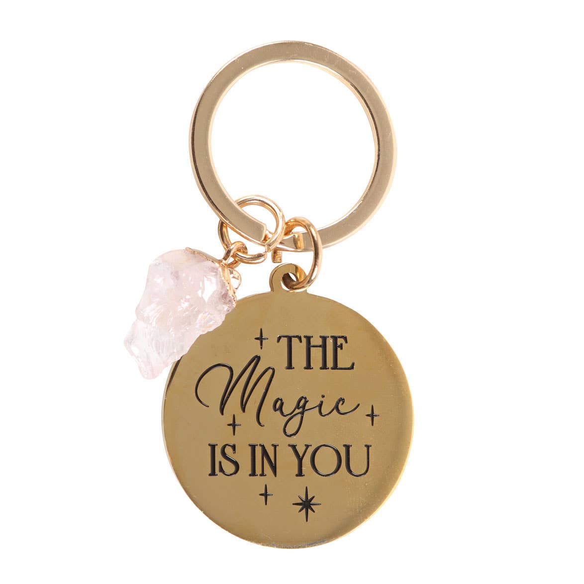 'The Magic Is In You' Rose Quartz Crystal Keyring