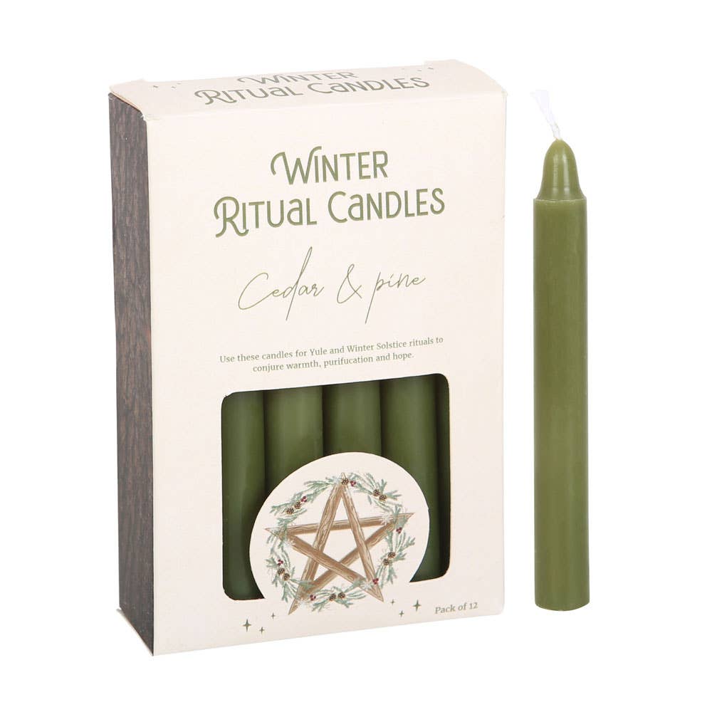 Cedar & Pine Winter Ritual Magic Spell Candles - Pack of 12