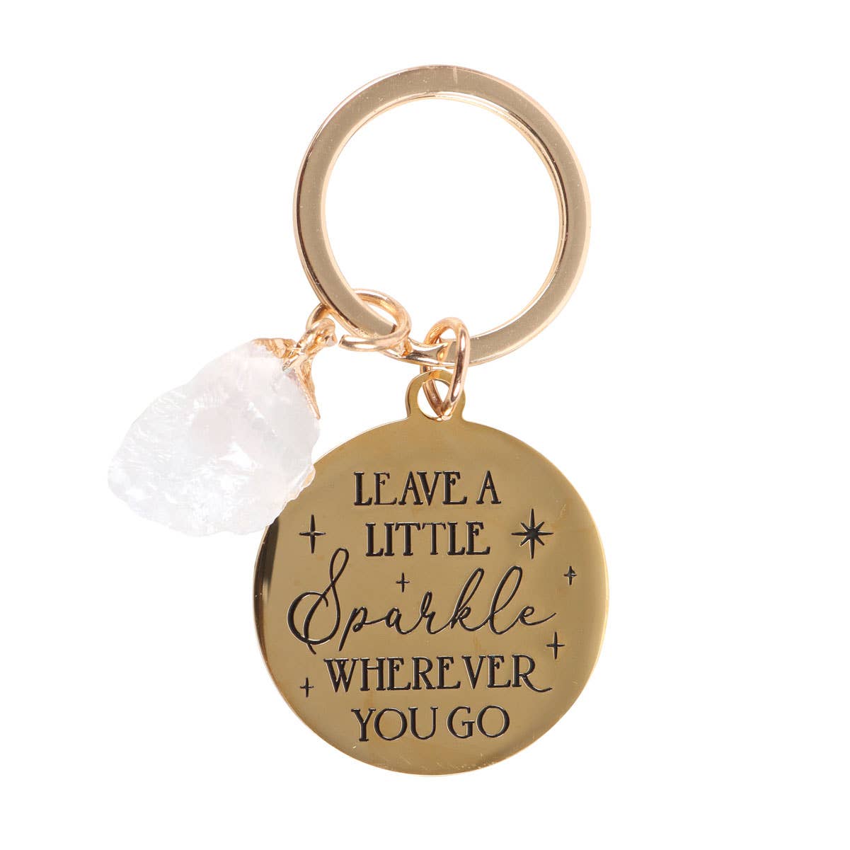 'Leave a Little Sparkle' Clear Quartz Crystal Keyring