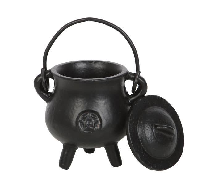 7.5cm Smooth Cast Iron Cauldron with Pentagram