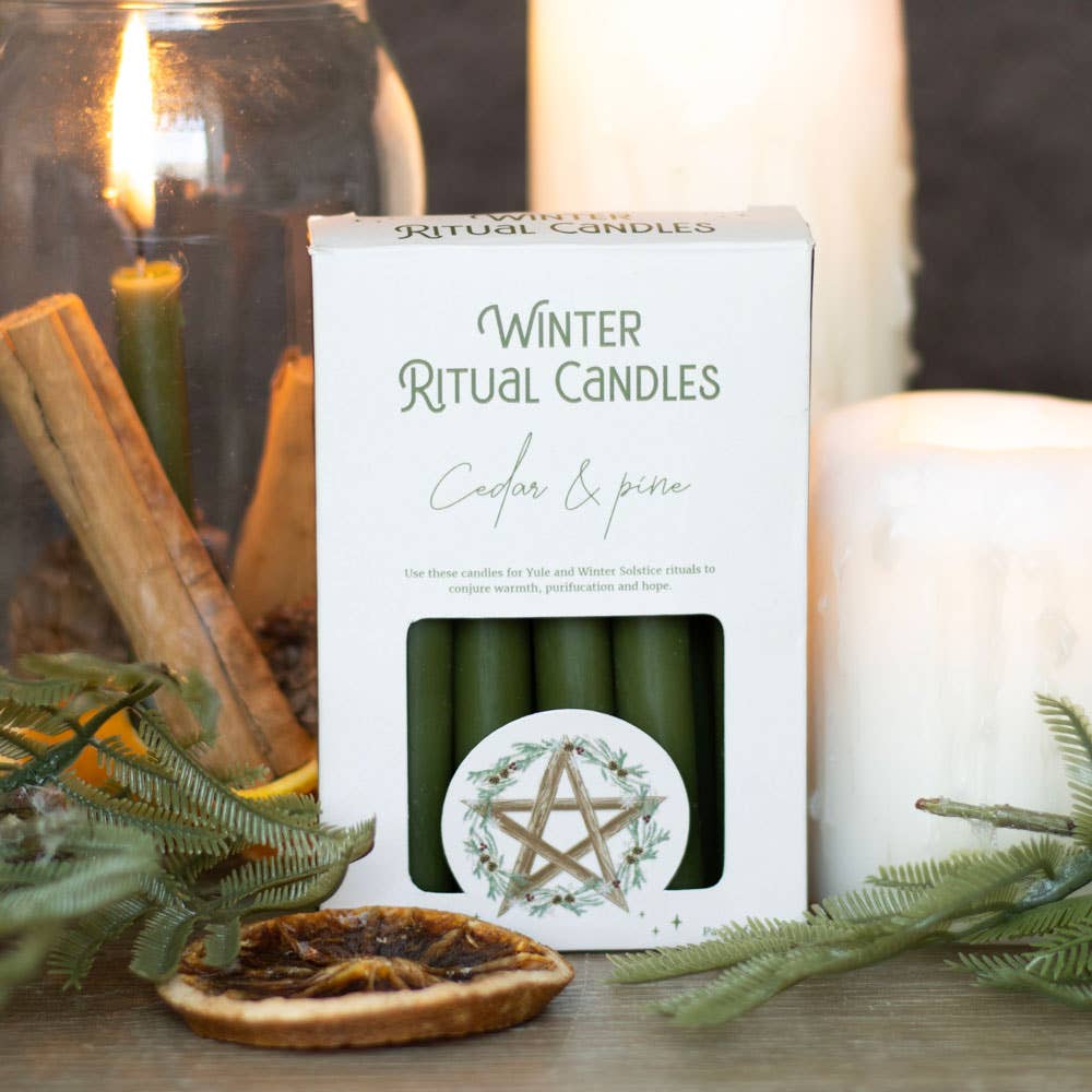 Cedar & Pine Winter Ritual Magic Spell Candles - Pack of 12