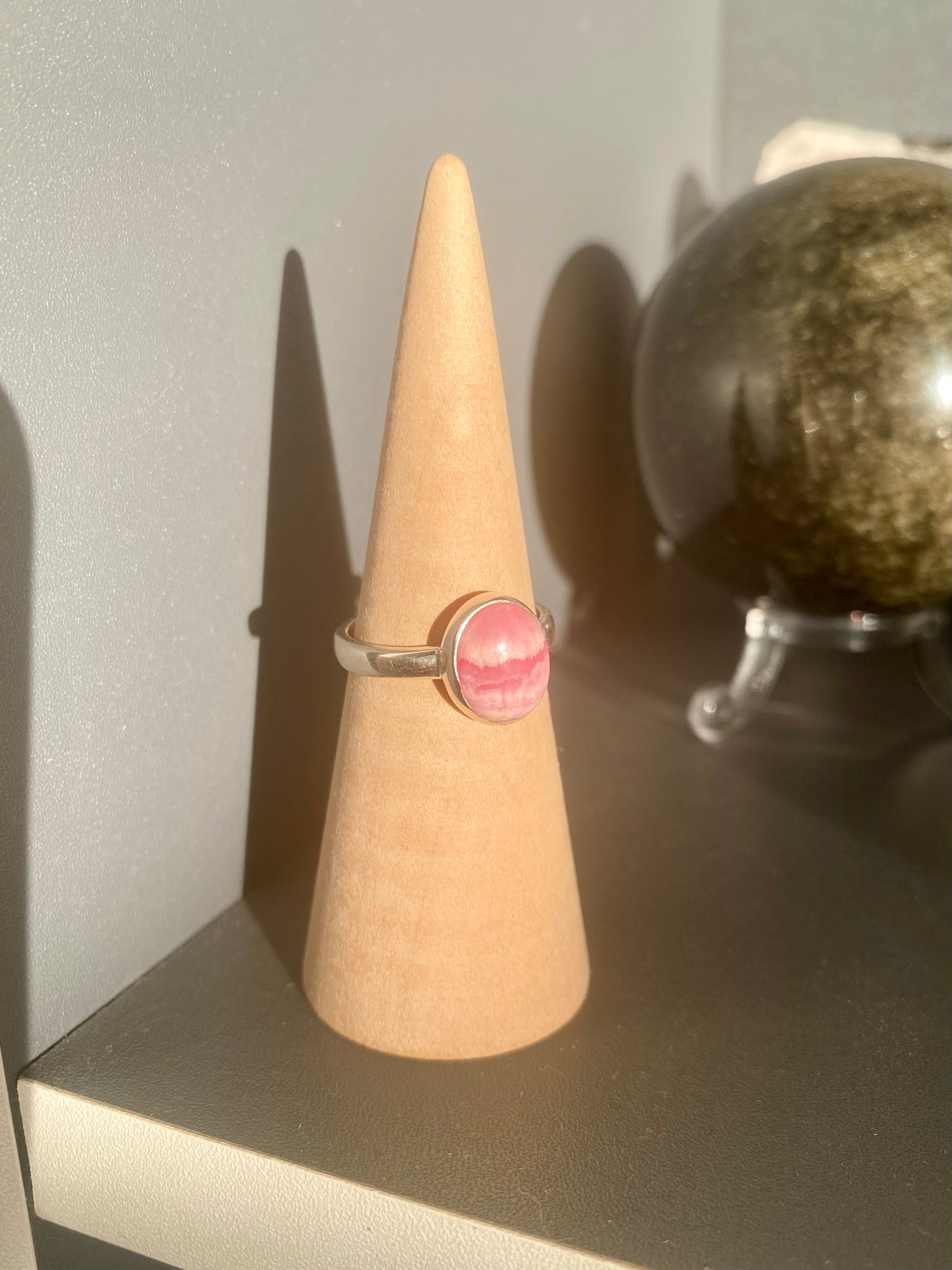 Rhodochrosite - 925 Sterling Silver Ring - Size P