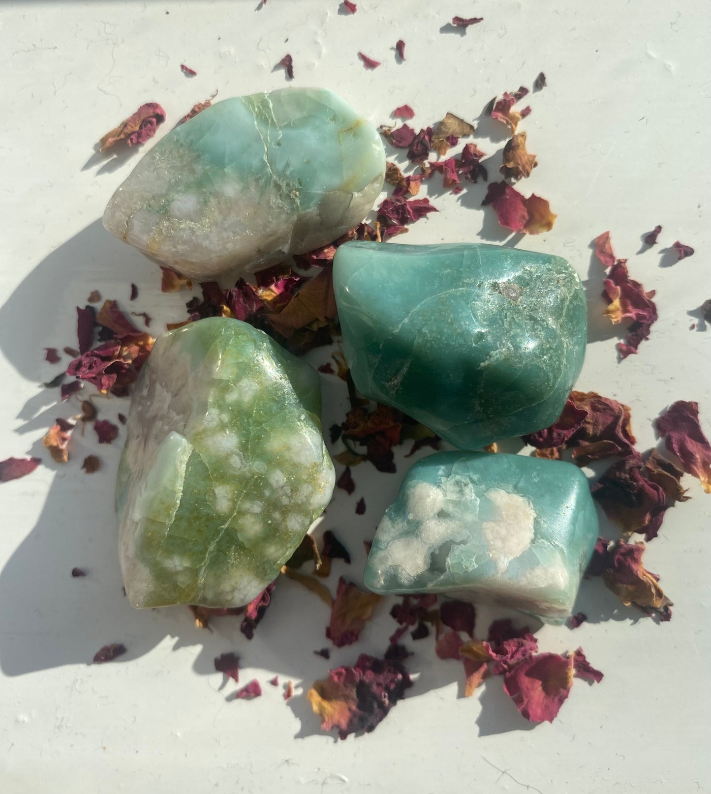 Green Flower Agate - Rough Tumbles