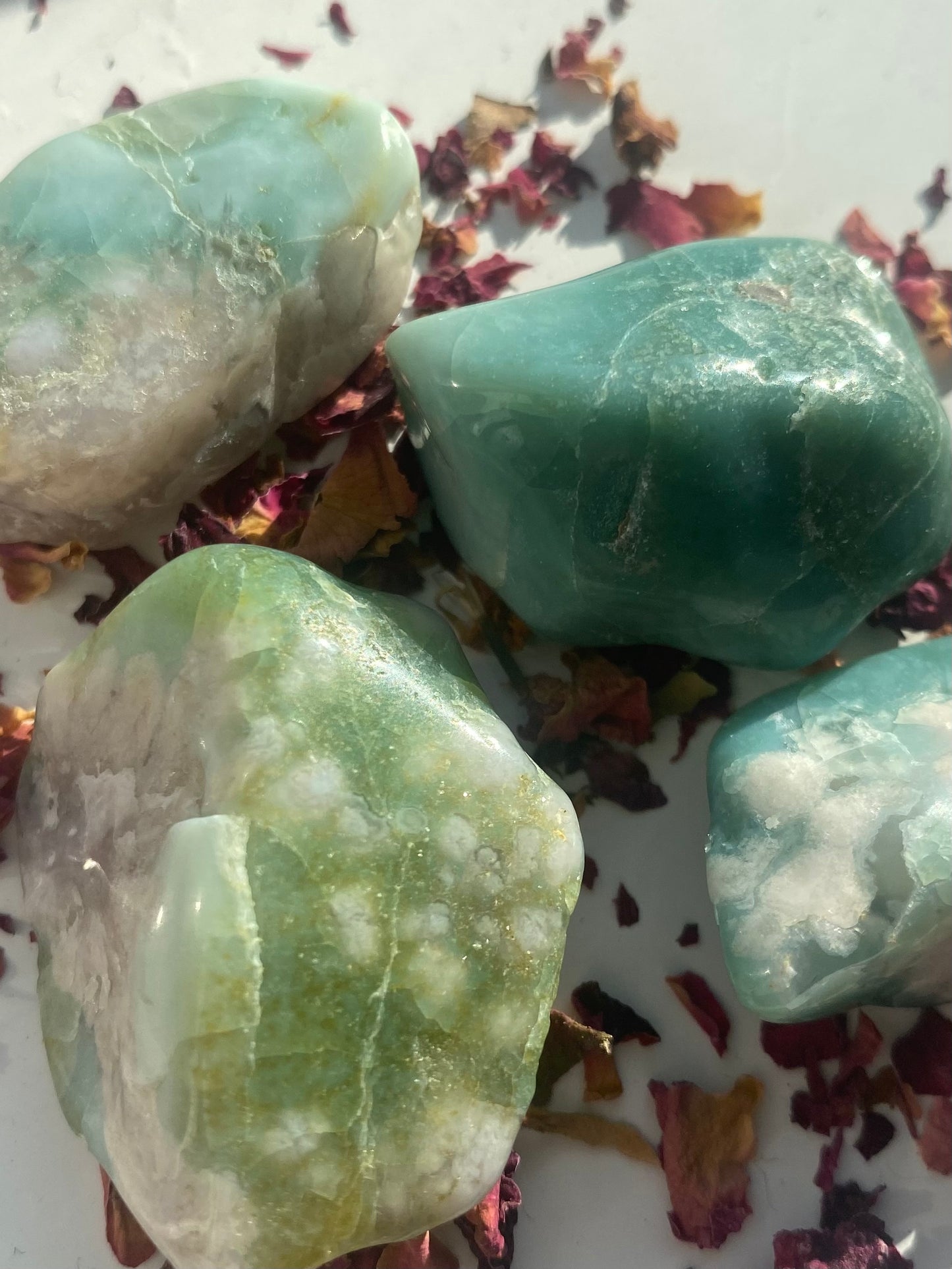 Green Flower Agate - Rough Tumbles