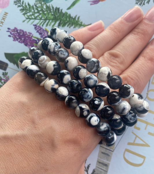 Orca Agate - 8mm Beaded Bracelet