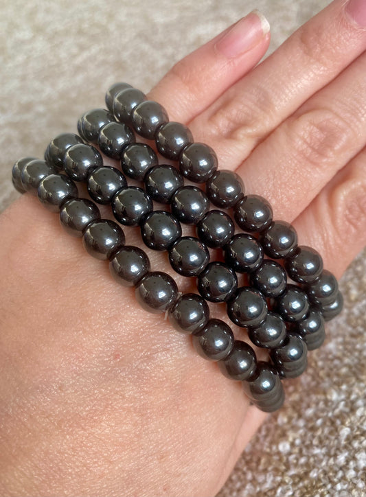 Hematite - 8mm Beaded Bracelet