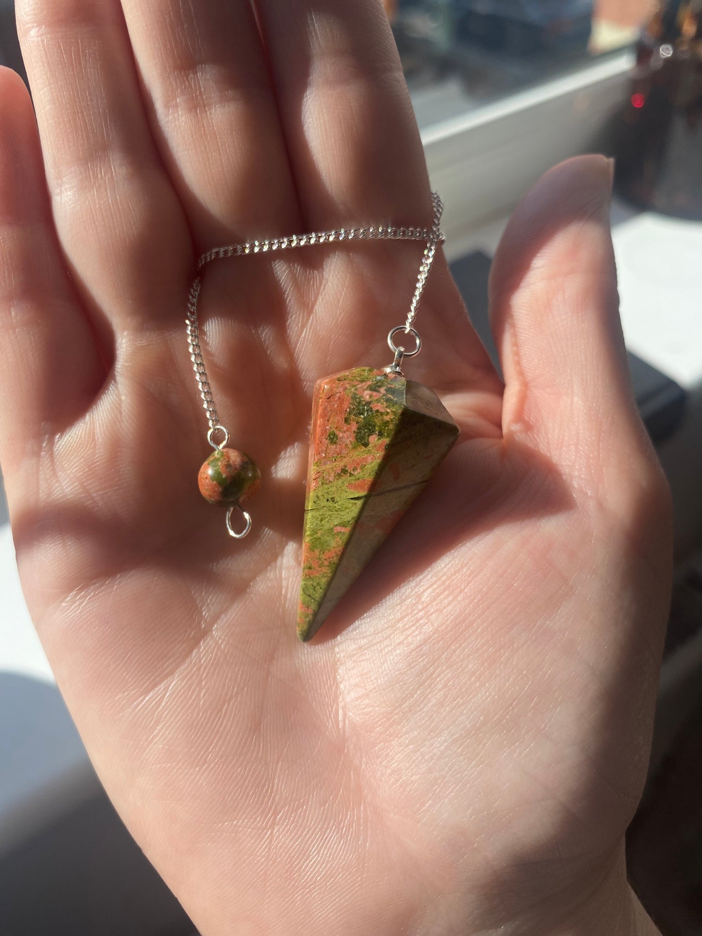 Unakite Faceted Pendulum