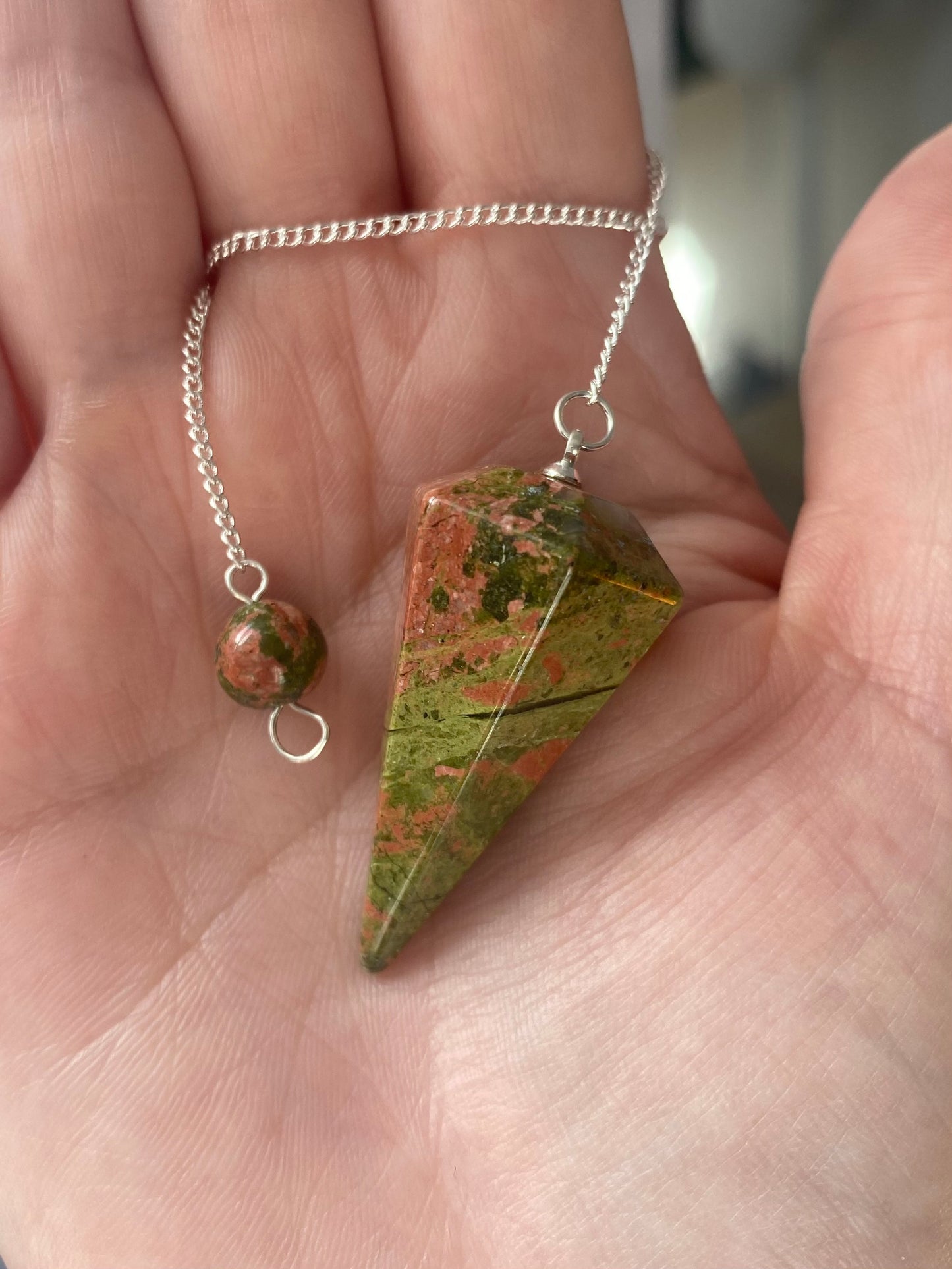 Unakite Faceted Pendulum