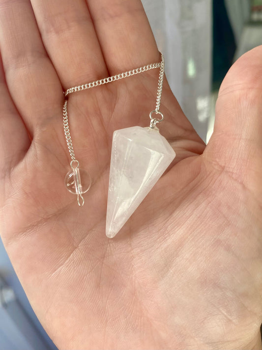 Clear Quartz Faceted Pendulum