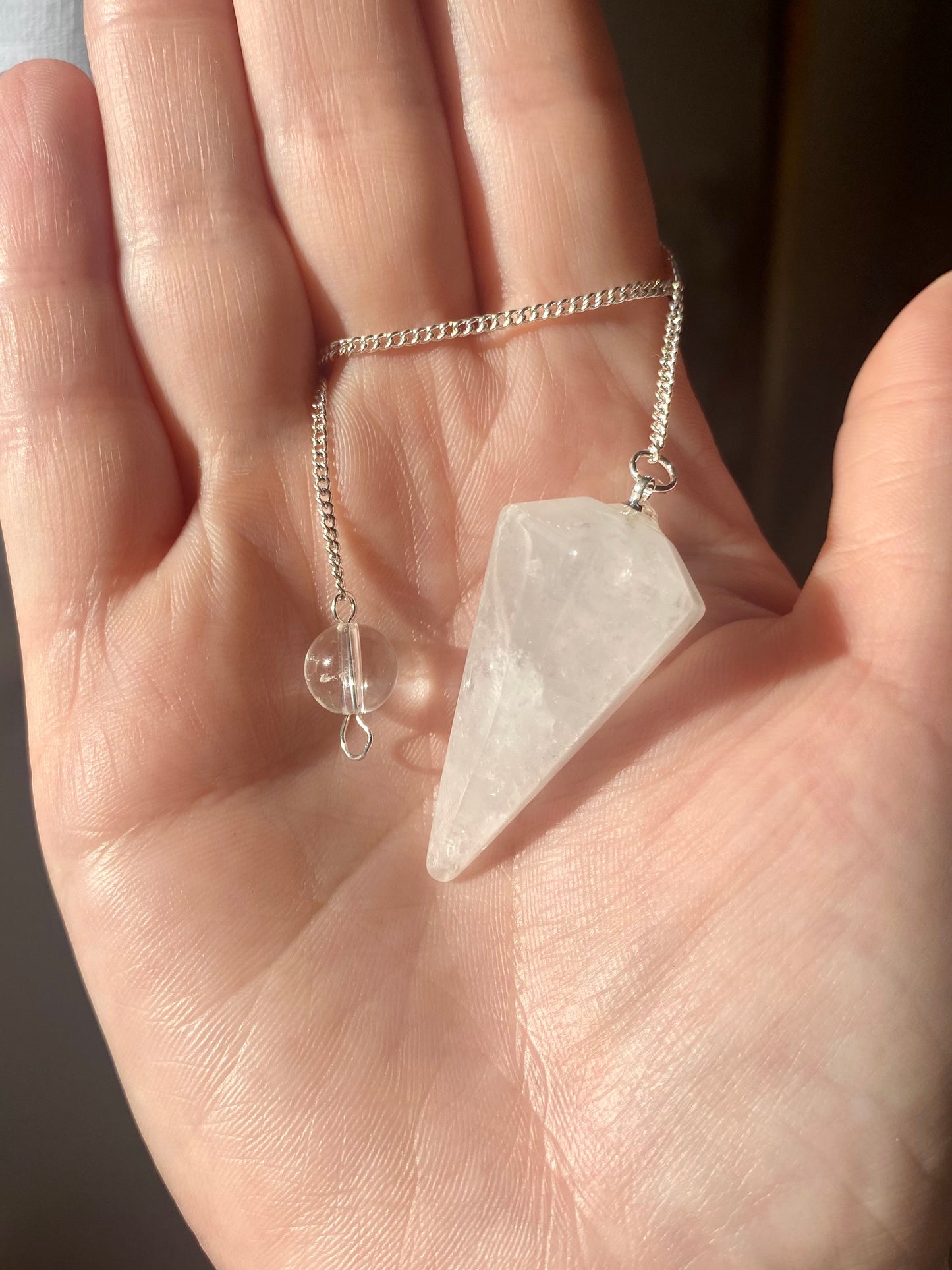 Clear Quartz Faceted Pendulum