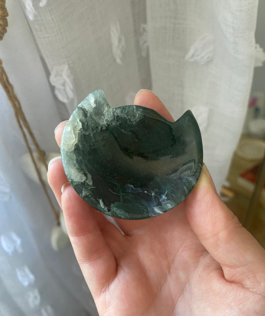 Moss Agate Cat Bowl