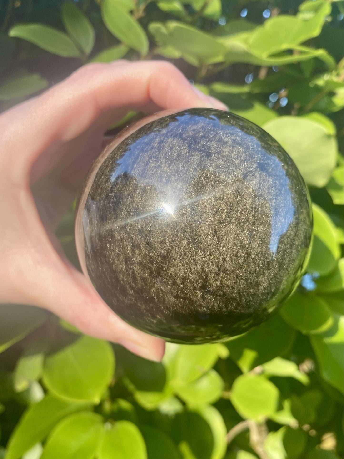 Golden Sheen Black Obsidian Sphere